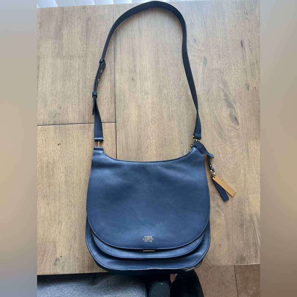 Vince Camuto Elyza Blue Leather Saddle Bag